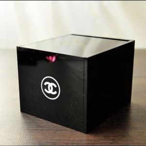 Chanel cotton pads vanity makeup organizer